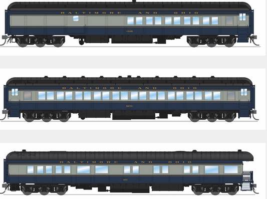 Broadway Limited BLI9713 HO Scale B&O Heavyweight 5-Car Passenger Set, Blue & Gray Scheme, (1438, 5270, 5284, 5307, 100)