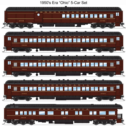 Broadway Limited HO 8966 PRR Heavyweight 5-Car Passenger Set, 1950's Era, HO (PB70 #4792, P70 #3435, P70 #3609, P70 #3724, Z74d #7509 "Ohio")