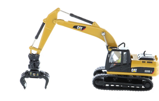 Diecast Masters 85652 HO Scale - Cat 320D L Hydraulic Excavator Comes with Clean Up Bucket, Grapple, Hammer and Multi Processor