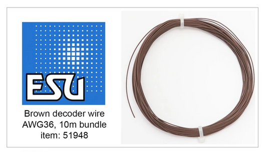 ESU 51948 - Thin Cable, Diameter 0.5mm, AWG36, 2A, 10m wound up, Brown