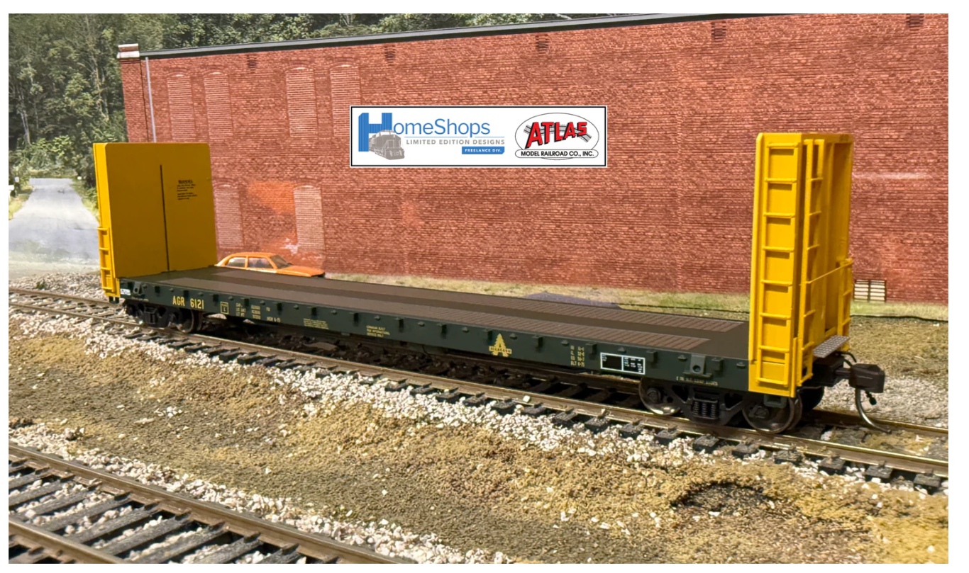 Homeshops Atlas 51'6" Bulkhead Flatcar Freelance Railroad Allagash AGR #6132 HO Scale