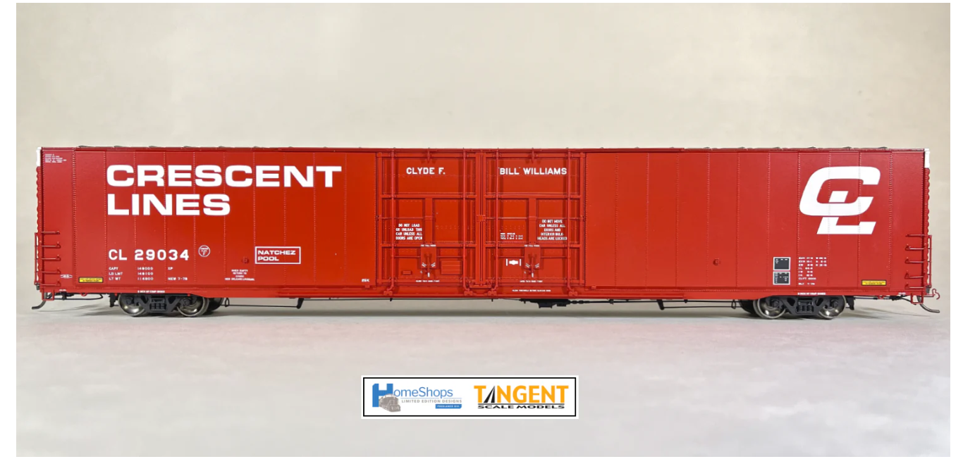 Homeshops /Tangent CL29034 HO Scale 86' Double Plug Door Box Car Crescent Lines 29034