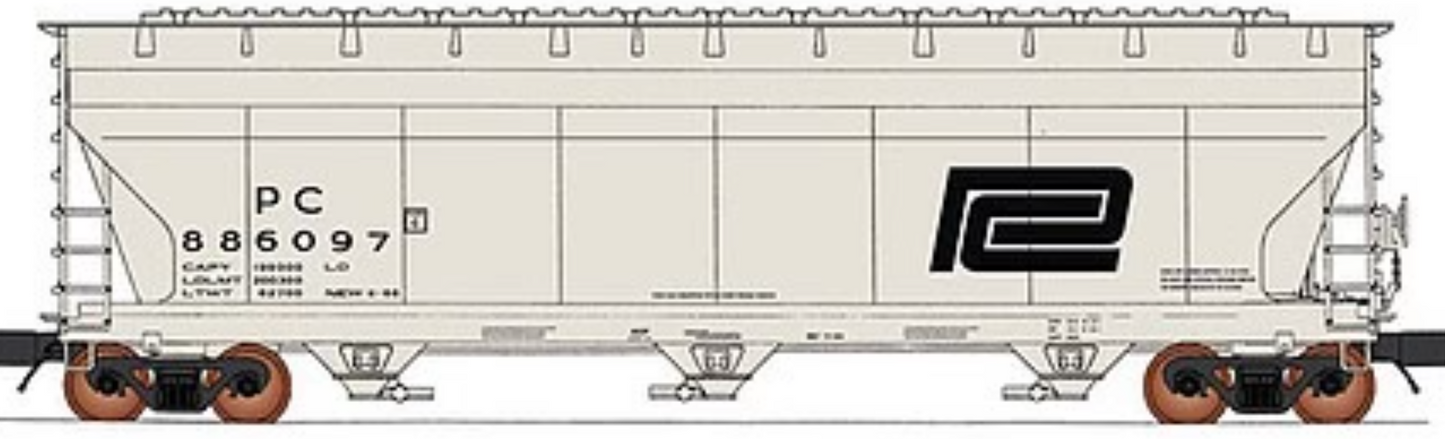 intermountain 67096-05 N Scale - ACF 4650 Cu Ft 3-Bay Hopper Penn Central #886812