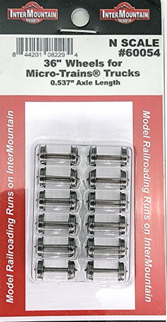 Intermountain 60054 N Scale - 36" Wheels for Micro-Trains Trucks 12 Axles