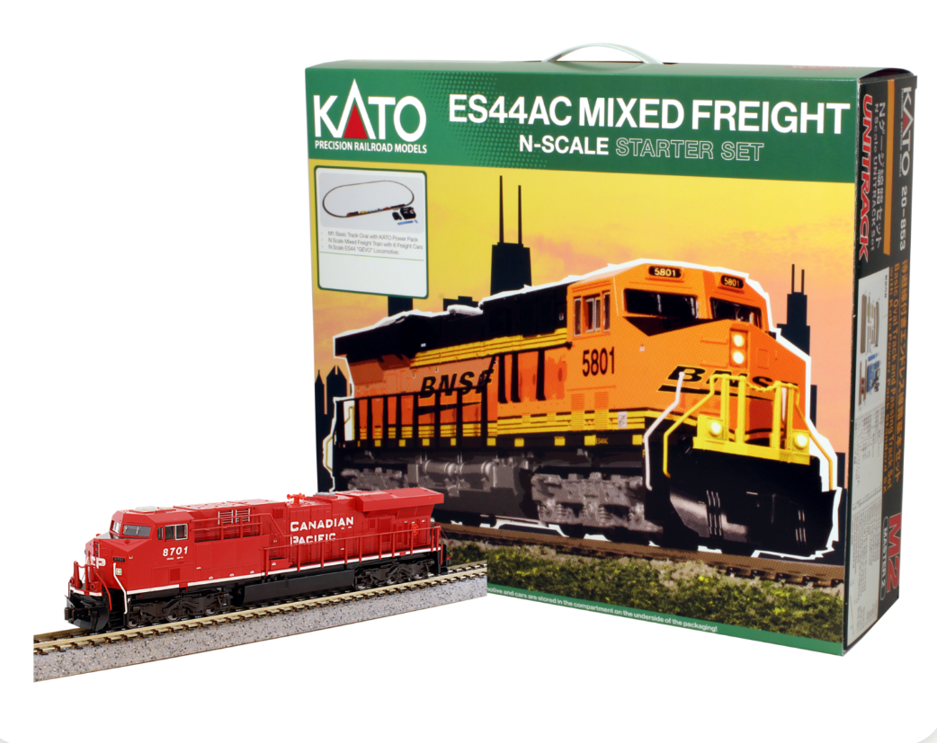 Kato 106-0022 N Scale - Starter Set Includes ES44AC engine and Freight cars - Canadian Pacific
