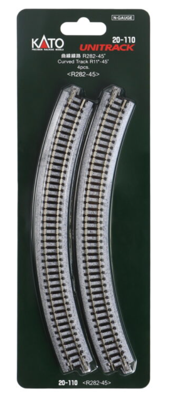 Kato Unitrack 20-110  N Scale - R282-45 Curved Track 4 Pieces