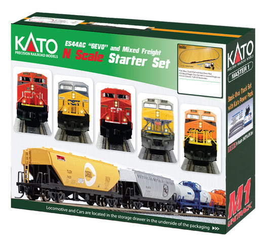 Kato Starter Set GE ES44AC "Gevo" And Mixed Freight Starter Set - CSX "Dark Future" N Scale