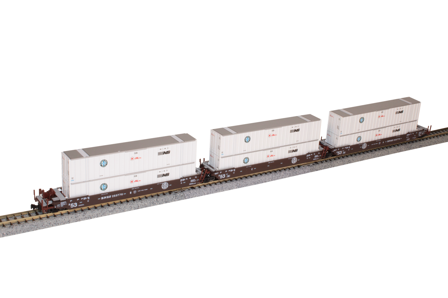 Kato Gunderson Maxi-IV Double Stack Car 3 Unit Set BNSF #254770 N Scale