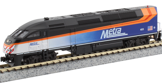 Kato 176-6124 MP36PH Chicago Metra #424 Black Roof N Scale