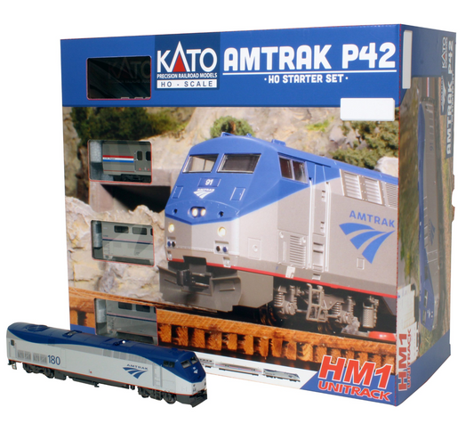 Kato Amtrak P42 Starter Set Includes Phase V Engine and Passenger Cars HO Scale