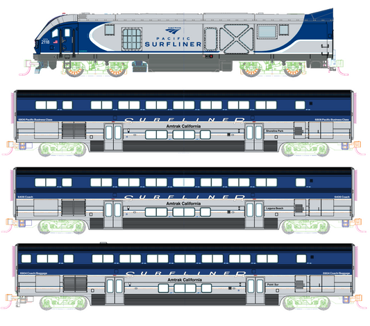 Kato Amtrak SC-44 & Amtrak Pacific Surfliner 4 Unit Base Set N Scale