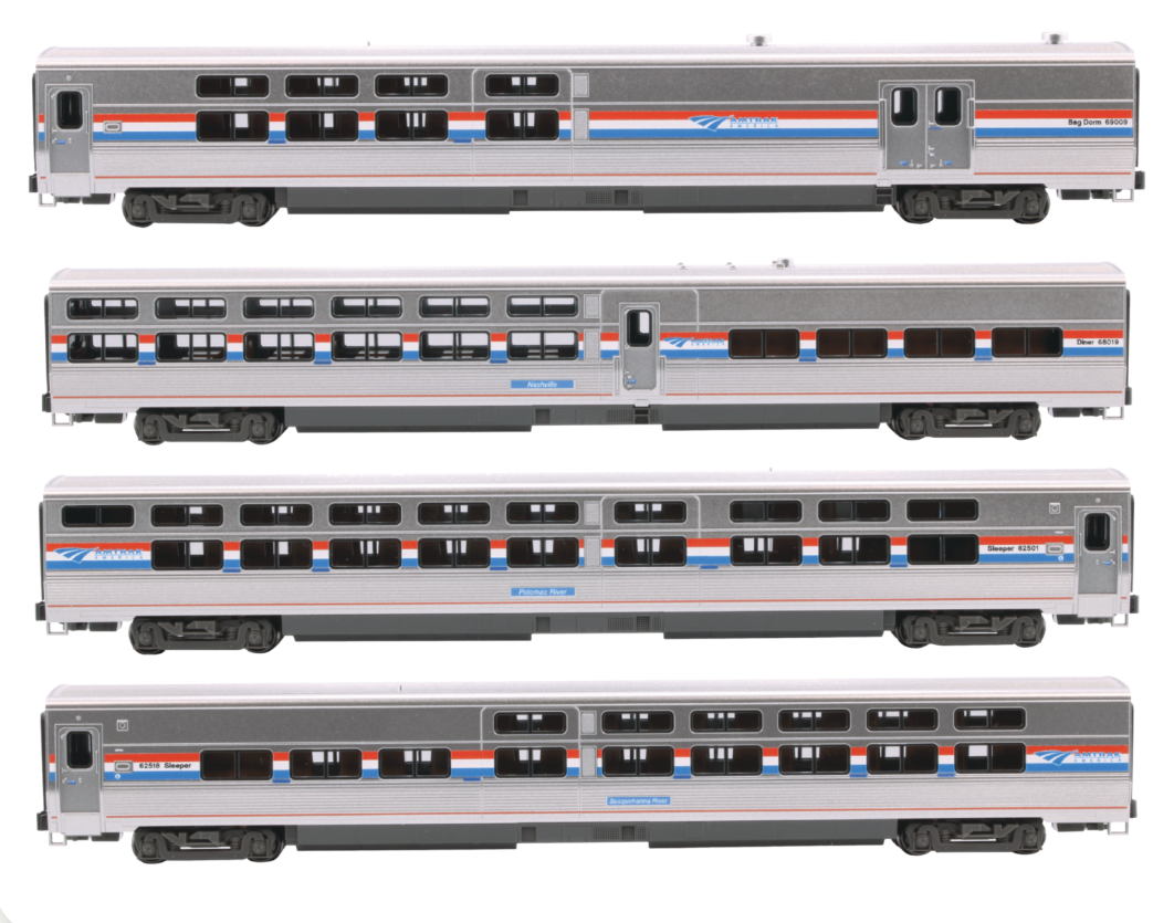 Kato 106-8004-1 N Scale - Amtrak Viewliner II Sleeper, Diner, Baggage-Dorm Phase III 4-Car Set w/ Pre-Installed Lights