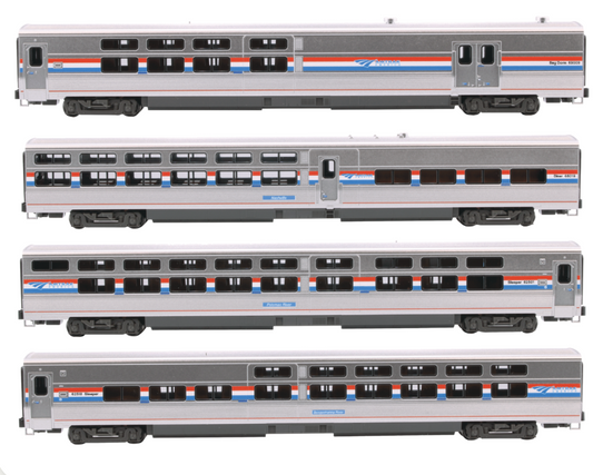 Kato 106-8004-1 N Scale - Amtrak Viewliner II Sleeper, Diner, Baggage-Dorm Phase III 4-Car Set w/ Pre-Installed Lights