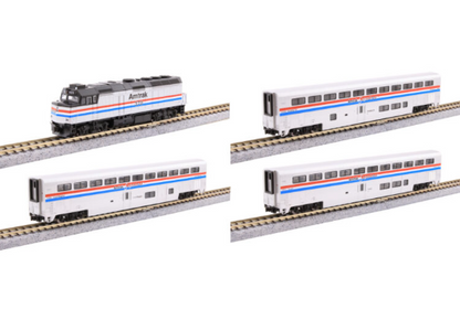 Kato 1063530 N Scale F40PH & Superliner Phase III 4-Unit Set (DC Silent) Amtrak 370, 32064, 31005, 34071