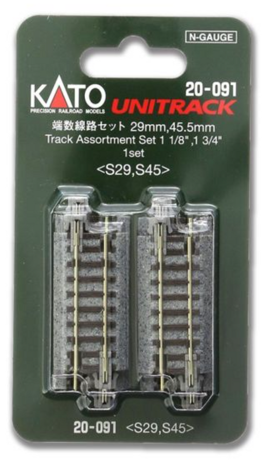 Kato 20-091 Unitrack Short Track Assortment Set A 10 Pieces, 1-1/8in and 1-3/4in, N Scale