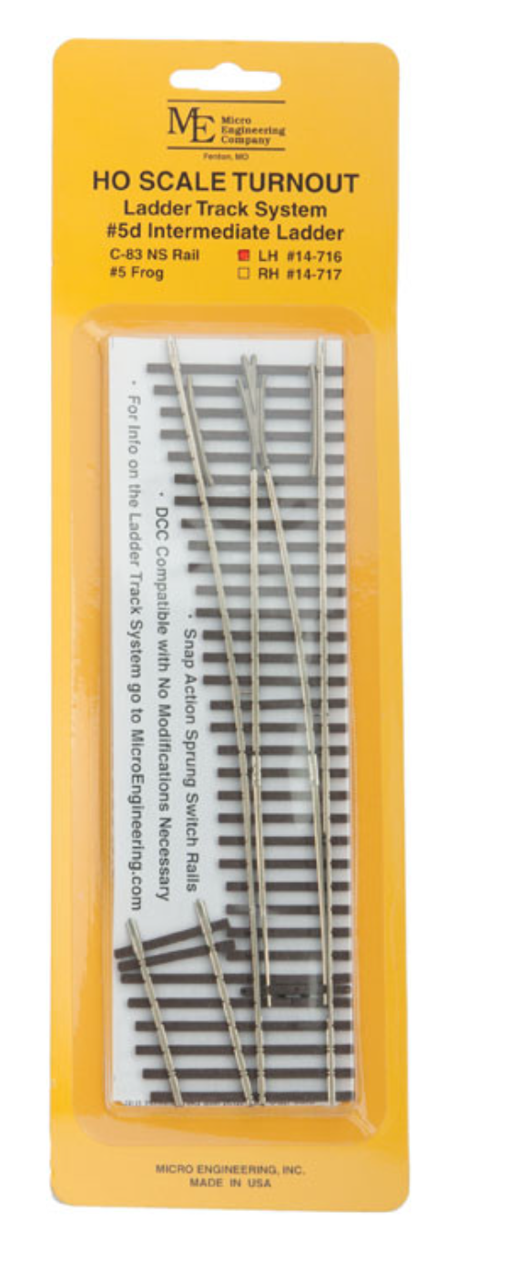 Micro Engineering 14-716 HO Scale- Turnout Code 83 #5d Intermediate Ladder Left Hand -