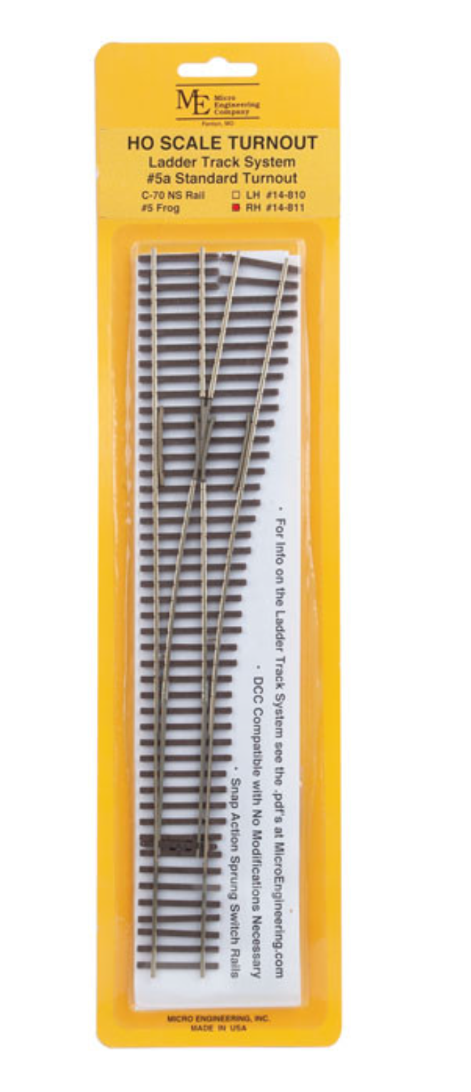 Micro Engineering 14-811 HO Scale - Turnout Code 70 #5a Ladder Track System Right Hand