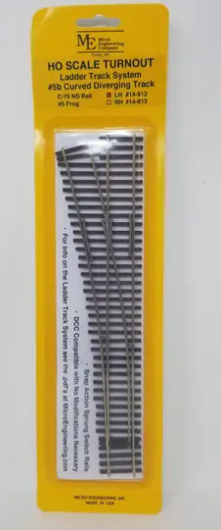 Micro Engineering 14-812 HO Scale - Turnout Code 70 #5b Curved Diverging Track Left Hand