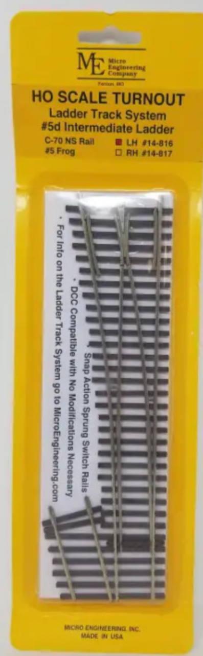 Micro Engineering 14-816 HO Scale - Turnout Code 70 #5d Intermediate Ladder Left Hand