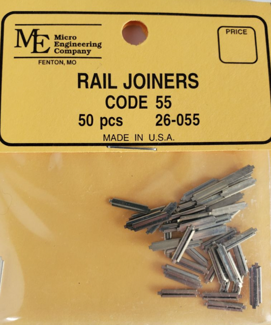 Micro Engineering 26-55 HO Scale - Metal Rail Joiners Code 55