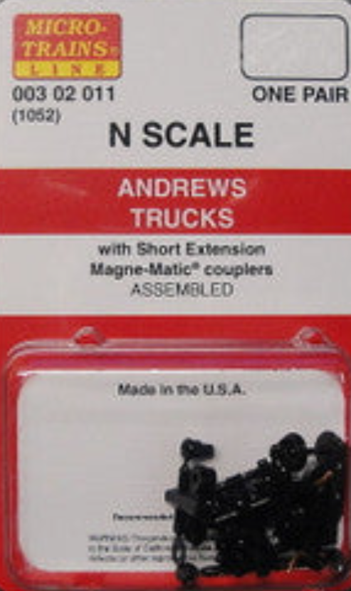 Micro-Trains Line 003 02 001  N Scale - Arch Bar Trucks With Short Extension Couplers 1 Pair (1010)