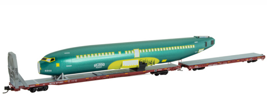 MicroTrains Line BNSF Flatcar with 10,000 Fuselage Load 2-Pack N Scale