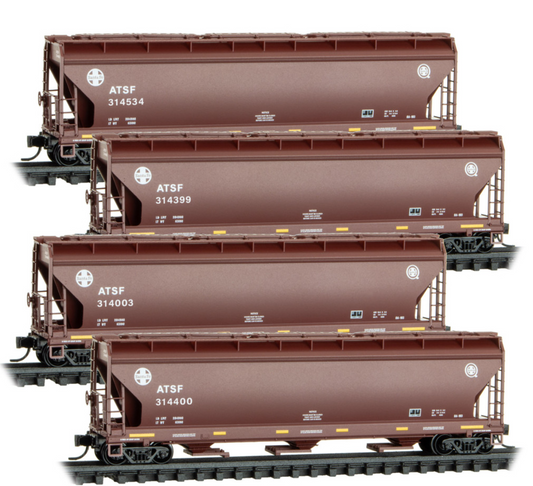 MicroTrains Line 3 Bay Covered Hoppers 4 Pack Santa Fe N Scale