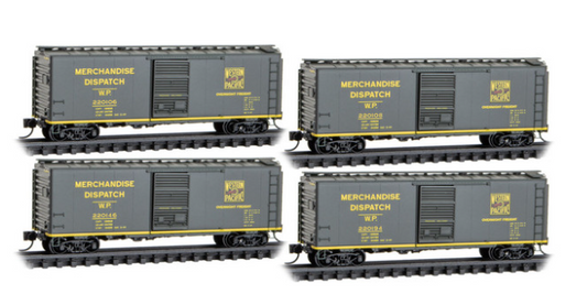 MicroTrains Line 983 00 233 - N SCALE 40' Standard Boxcars ~ Western Pacific 4-Car Runner Pack