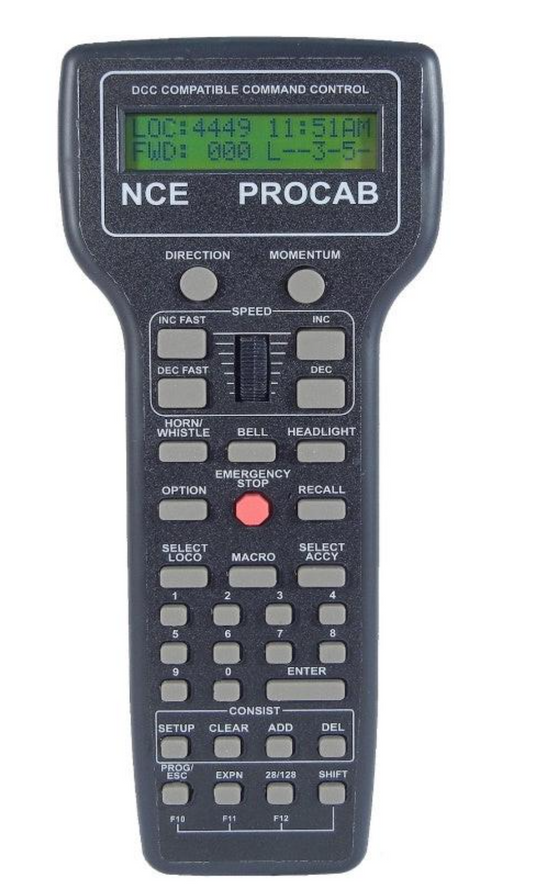 NCE 524010 ProCab - Wired Handheld DCC Cab Throttle With Cable, Backlit