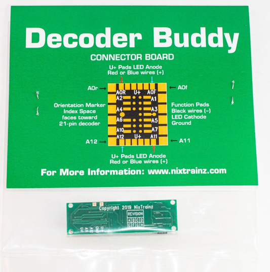 NixTrainz NTZ6, Decoder Buddy V5B, 12 Outputs With1K Resistors, Includes One Mother Board and One Connector Board