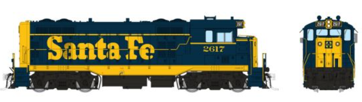 Rapido 70615 HO Scale - ATSF CF7 w/ Round Cab (DC/DCC/Sound): AT&SF -Yellow Pinstripe #2625