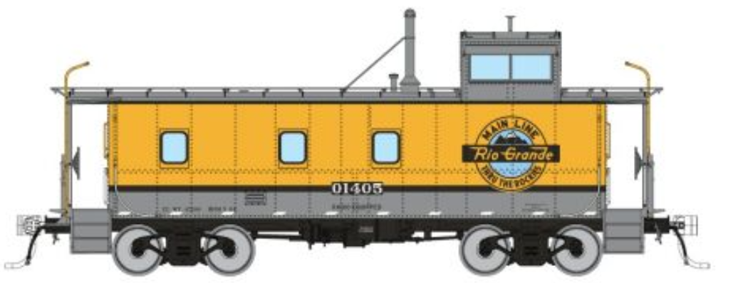 Rapido 225016 HO Scale D&RGW End Cupola Steel Caboose: Postwar Single Stripe : #01415