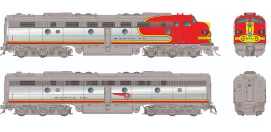 Rapido E8A + E8B 28574 (DC/DCC/Sound) Santa Fe AT&SF - Warbonnet #81L + 81A HO Scale