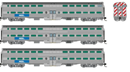 Rapido 545006 N Scale - Budd Gallery Cars BNSF Set: Commuter Cab Car #810 Two Coaches #747 & #774