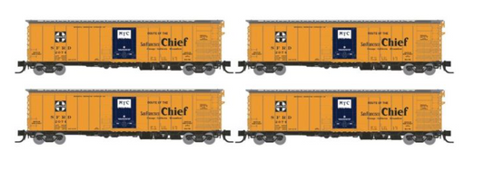 Rapido 561002 N Scale - RR-56 Mechanical Reefer 4-Pack - Santa Fe San Francisco Chief