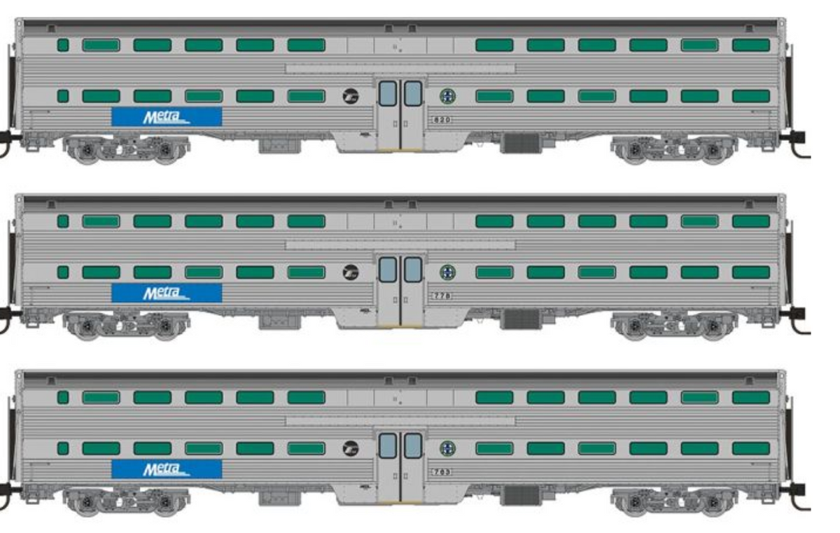 Rapido 545008 N Scale - Budd Gallery Cars Burlington Northern Set Three Coaches  #763, #778 & #820