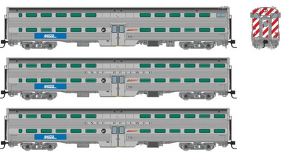 Rapido 545010 N Scale - Budd Gallery Cars BNSF Swoosh Set: Commuter Cab Car #811 Two Coaches #751 & #778
