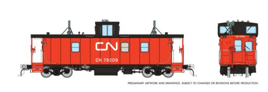Rapido 166028 HO Scale - Hawker Siddeley Caboose Canadian National As-delivered Red/Orange Steps #79322
