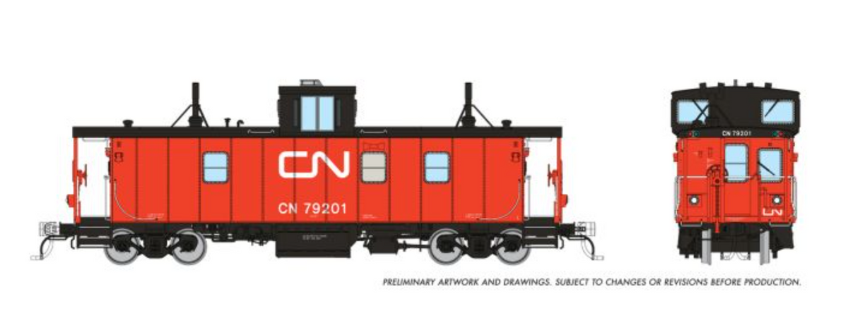 Rapido 166029 HO Scale - Hawker Siddeley Caboose Canadian National Late w/ Black Steps #79201