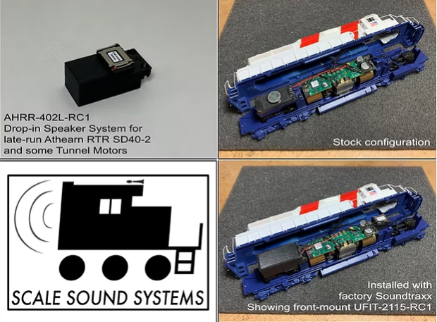 Scale Sound Systems Speaker AHRR-402E Athearn RTR early/mid-production SD40-2 & Tunnel Motors