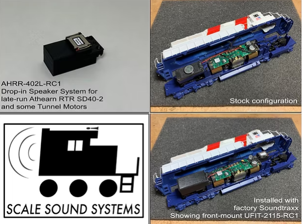 Scale Sound Systems Speaker AHRR-402L Athearn RTR early/mid-production SD40-2 & Tunnel Motors