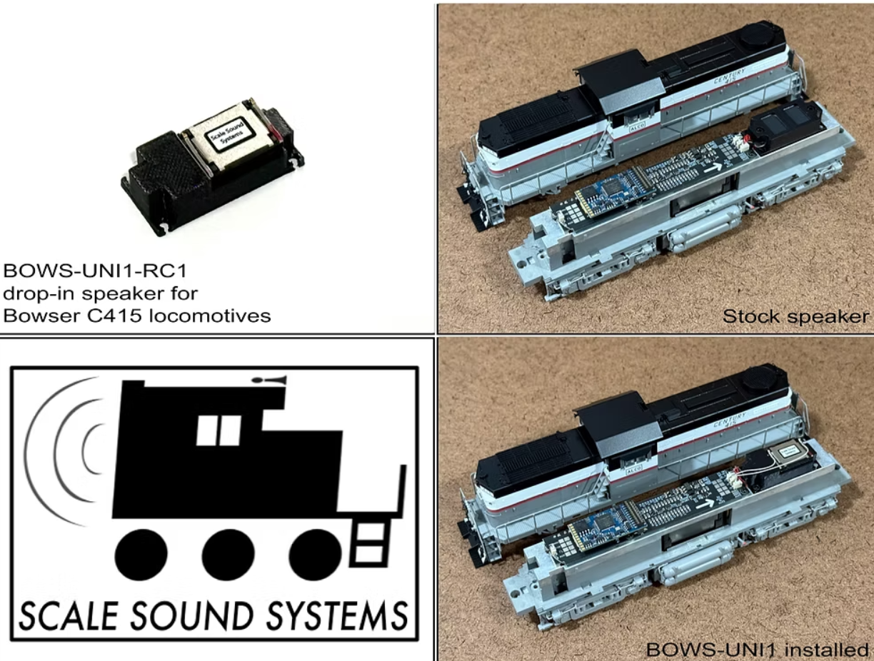 Scale Sound Systems Dual Speakers BOWS UNI1 AS, DRS, S, VO, C415, 2025 SD40-2