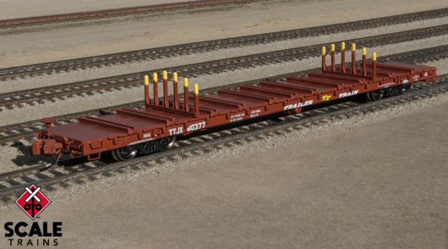 Scale Trains SXT38978 N Scale - BSC F68BH Finger Rack Flatcar Rivet Counter Trailer Train/Oxide Red/TTJX #80438