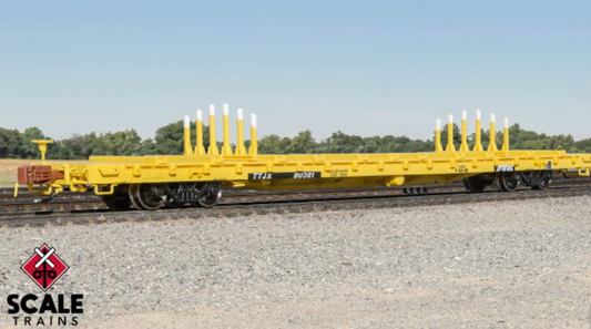 Scale Trains SXT38989 N Scale - BSC F68BH Finger Rack Flatcar Rivet Counter TTX/Speed Logo/TTJX #80421
