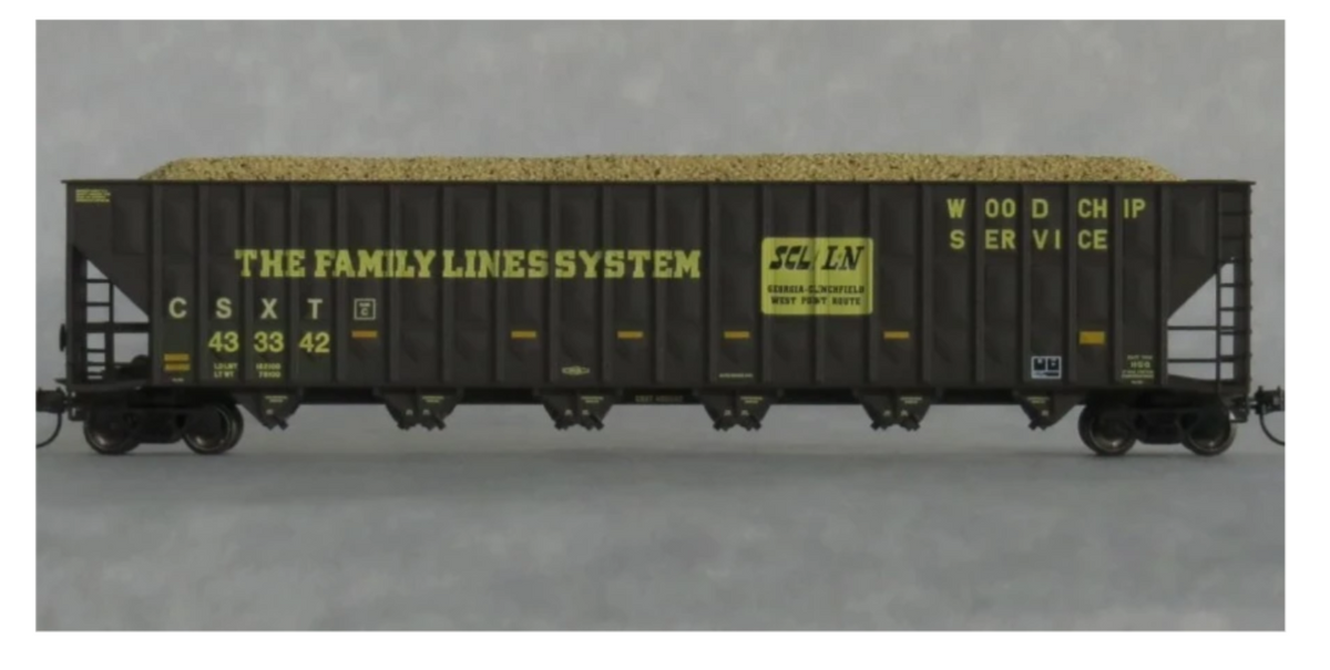 Trainworx 27024-07 N Scale - Greenville 7000 Cubic Ft Wood Chip Hopper CSX (ex Family Lines ) #433342