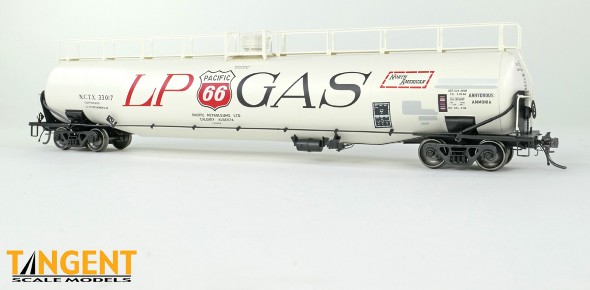 Tangent Scale Models 31163-01 HO Scale - 33,000 Gallon Dual Diameter LPG/AA Tank Car NCTX 1979+ NACC 1963 Design #33015