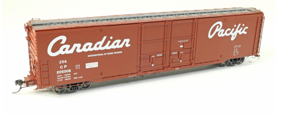 Tangent Scale Models 33010-02 HO Scale - Canadian Pacific (CP) “Delivery Red 3-1966” Greenville 6,000CuFt 60′ Double Door Box Car #205007