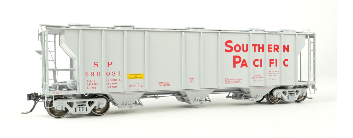 Tangent Scale Models 35015-03 HO Scale -Pullman-Standard PS-2 3215CuFt Covered Hopper Southern Pacific (SP) “Delivery Gray #490039