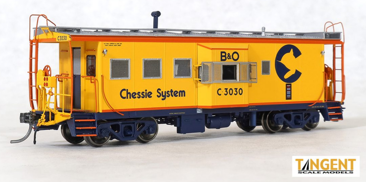 Tangent Scale Models 60029-02 HO Scale - Steel Bay Window Caboose Chessie System 1973+ Repaint Version C-3029