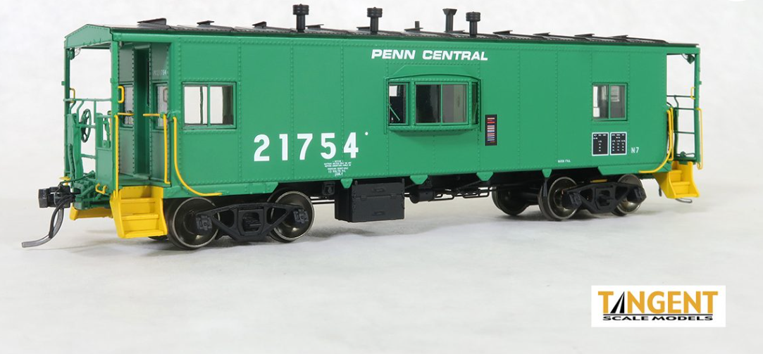 Tangent Scale Models 60112-04 HO Scale - DSI/SLCC Bay Window Caboose Penn Central (PC) Green Repaint – Large Logo 1968+ #21754